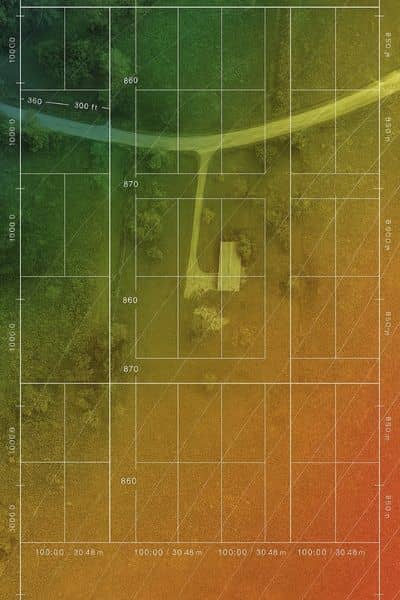 Aerial survey mapping overlay - ALTA Survey Alabama Technical aerial image showing survey mapping from a drone survey