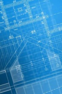 Technical blueprint showing detailed property layout, highlighting how a mortgage survey often lacks this level of accuracy