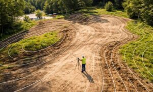 Topographic survey showing elevation changes across land before construction planning