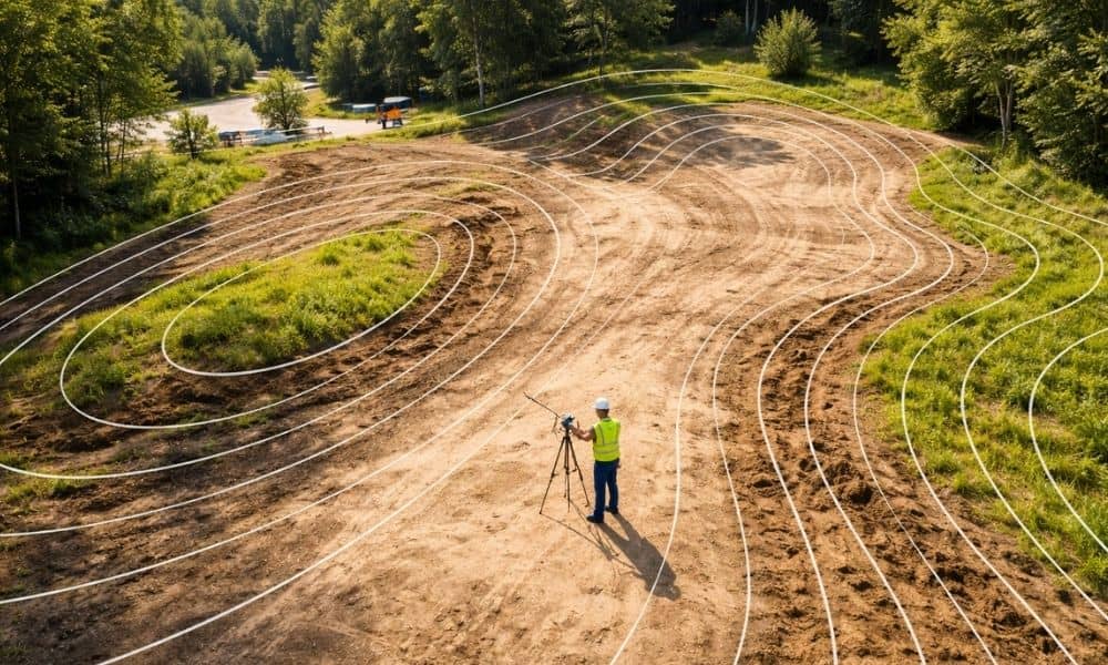 Topographic survey showing elevation changes across land before construction planning